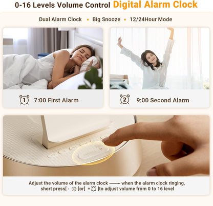 Alarm Clock with Wireless Charging Station, Clock for Bedroom with Dimmable Night Light Bluetooth Speaker, Wireless Charger Dock Station for iPhone 17 16 15 14 13 12 Pro Max, Apple Watch