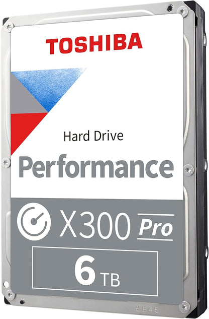 Toshiba X300 PRO 6TB High Workload Performance for Creative Professionals 3.5-Inch Internal Hard Drive – Up to 300 TB/Year Workload Rate CMR SATA 6 GB/s 7200 RPM 512 MB Cache - HDWR760XZSTB
