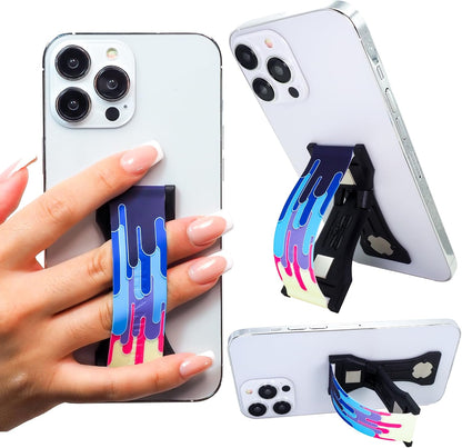 LOVEHANDLE PRO Premium Phone Grip - Silicone Phone Strap - Magnetic Phone Mount and Kickstand for Smartphone and Tablet - Color Drip Silicone