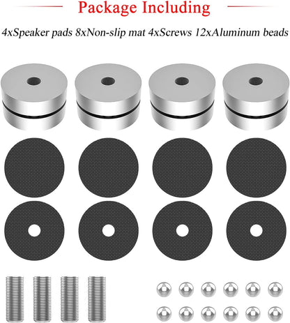 Audiocrast 4X HiFi Speaker Spike Pad Isolation Feet Stand Feet 40X23MM Shock Absorber with Stainless Steel Ball for Audio Speaker Subwoofer CD DVD Amplifier Turntable DAC