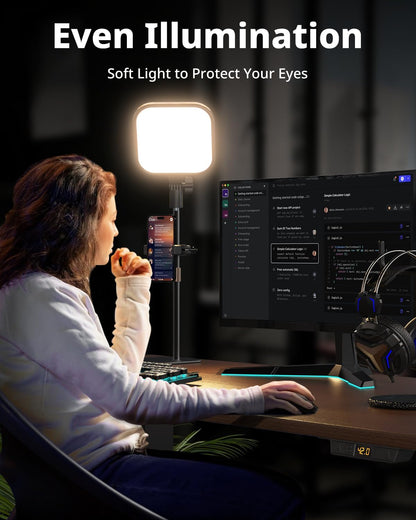 UBeesize Zoom Lighting for Computer, Video Conference Lighting for Video Calls, Desk Light with Stand and Phone Holder for Webcam, Home Office, Podcast, Online Meetings, Live Streaming