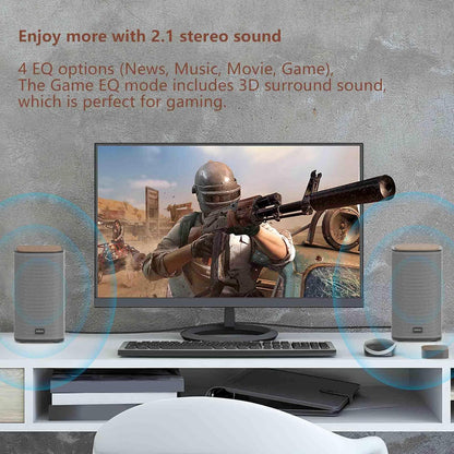 KEiiD 2.1 Bluetooth Computer Speakers with Wireless Subwoofer and Wireless Touchpad for Desktop Laptop Pc Stereo Gaming Speakers, 4 EQ Modes, Aesthetic Style with Great Sound Quality