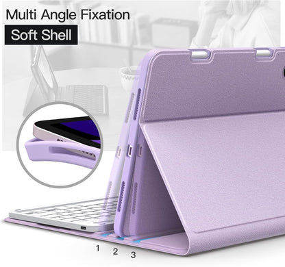 JETech Keyboard Case for iPad Air 11-Inch M3/M2 (2025/2024), iPad Air 5th/4th (10.9-Inch 2022/2020) with Pencil Holder, Magnetic Detachable Bluetooth Keyboard, TPU Back Stand Cover (Purple)