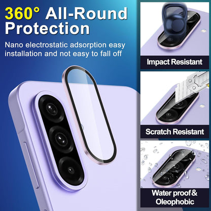 for Samsung Galaxy A36/A56 Camera Lens Protector, Individual Metal Ring Tempered Glass Lens Cover, [Strong Adsorption] Scratch Resistant Ultra-Thin HD Clear Lens Cover, 1 Set-Purple