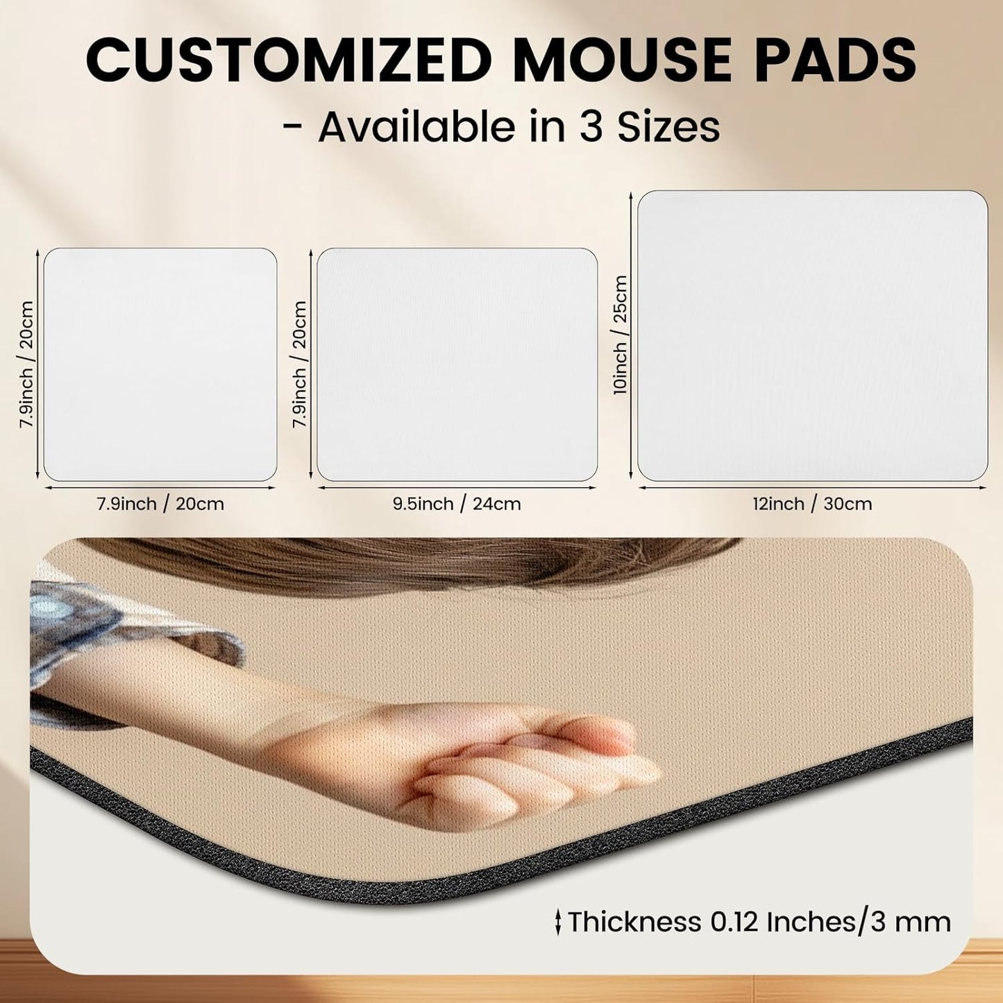 Custom Mouse Pad, Personalized Mouse Pad with Photo & Text, Neoprene Mouse Mat for Laptop Computer Office Desk, Mousepad Small with Anti-Slip Rubber Base
