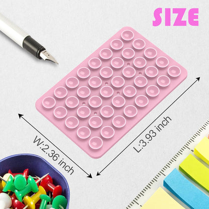 2PACK Silicone Double Sided Suction Phone Case Mount, Detachable Hands Free & Strong Grip Holder for Selfies & Videos, Compatible iPhone Android (Light Pink, 2Pack 40 Suction Cups)