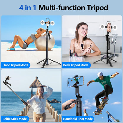 Auto Face Tracking Tripod with 360 Rotation Stand, 70.9" Ai Motion Tracking, Selfie Stick Rotation with Remote, Motion Sensor Phone Stand, for Vlog/Live Stream/Video Recording