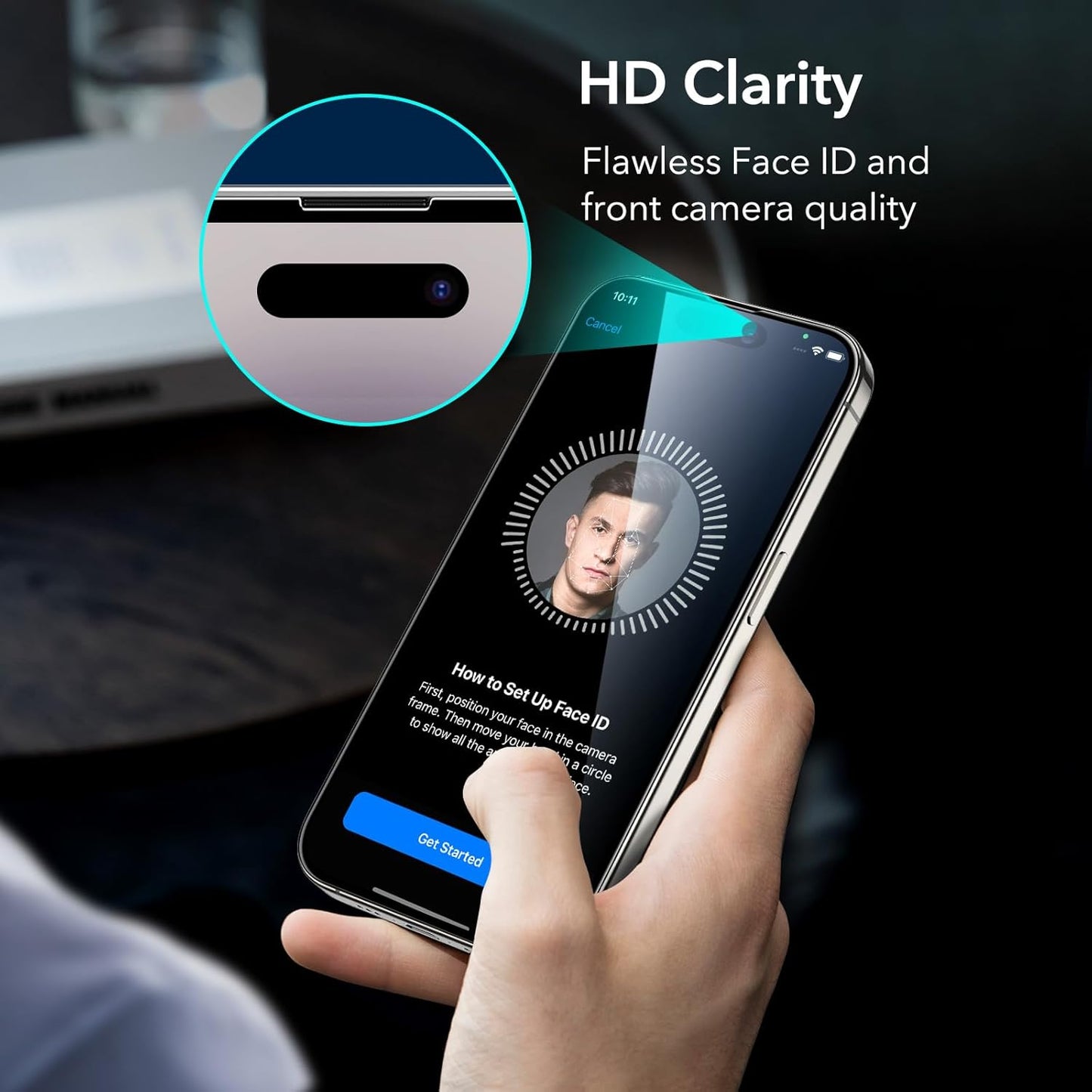 ESR for iPhone 14 Pro Screen Protector Set, 3 Tempered-Glass Screen Protectors and 1 Set of Camera Lens Protectors, Smooth Rounded Edges, Full-Coverage Military-Grade Protection, Scratch Resistant