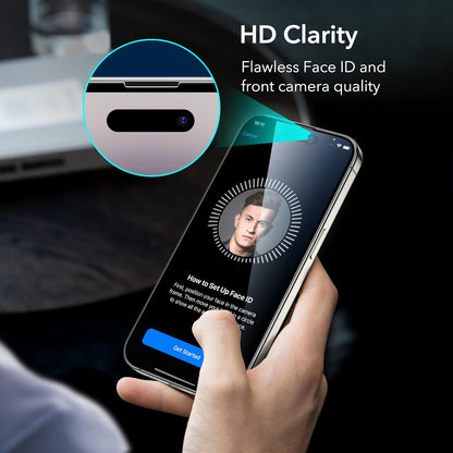 ESR for iPhone 14 Pro Screen Protector Set, 3 Tempered-Glass Screen Protectors and 1 Set of Camera Lens Protectors, Smooth Rounded Edges, Full-Coverage Military-Grade Protection, Scratch Resistant