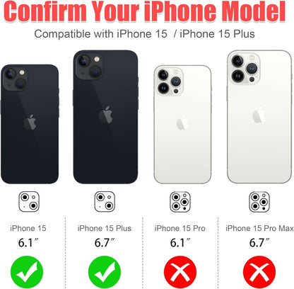 AGVEE 3+3 6 Pack for iPhone 15/15 Plus, Bling Diamond & Glitter Metal Ring 9H Tempered HD Glass Camera Protector Cover Film