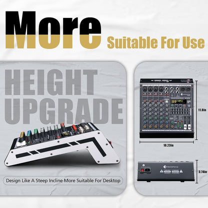 6 Channel Audio Mixer Sound Board Console System 99 DSP DJ Mixer 48V Phantom for Karaoke DJ Studio Streaming Recording