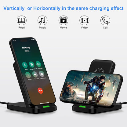 Wireless Charger Fast Charging Stand for Samsung Galaxy S25 FE/S25Ultra/S24 Plus/S23+/S22/S21/S20/S10, Wireless Phone Charger Android Desk Charging Station for Google Pixel 9 Pro XL/8 with 18W Adapter
