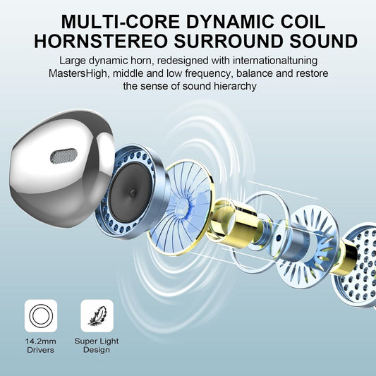 Wireless Earbuds, Bluetooth Headphones 48H Playtime Ear Buds with LED Power Display, IPX7 Waterproof Bluetooth 5.4 Earphones in-Ear Earbuds with 4 Mic for Android iOS Cell Phone Laptop, Blue