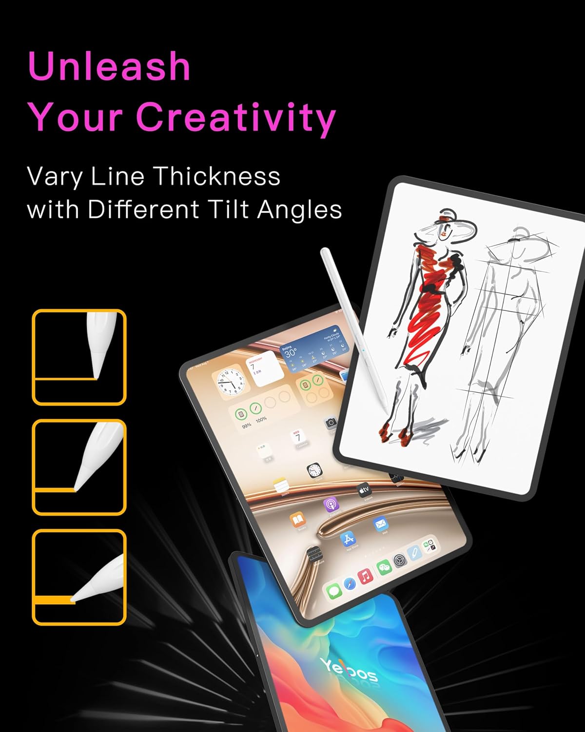 Stylus Pencil for Apple iPad – Longest Battery Life 5X, 35H Use, Tilt & Palm Rejection, Compatible with iPad 6th-10th Gen, Pro 11/12.9/13” (M4), Air 3/4/5/6, Mini 5/6