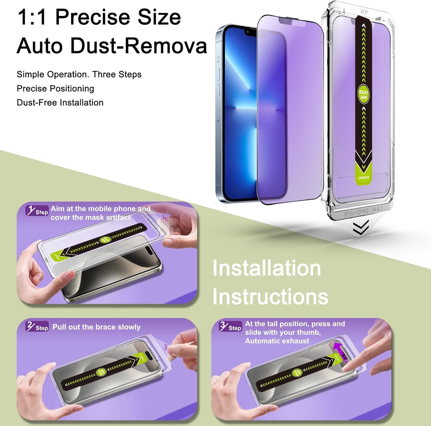 (2-Pack Anti Blue Light Matte Screen Protector for iPhone 16e/13/13 Pro/14 (6.1-Inch),9H Tempered Glass,Anti-Glare,Full Coverage,Anti-Fingerprint,Auto Dust Removal,Bubble-Free