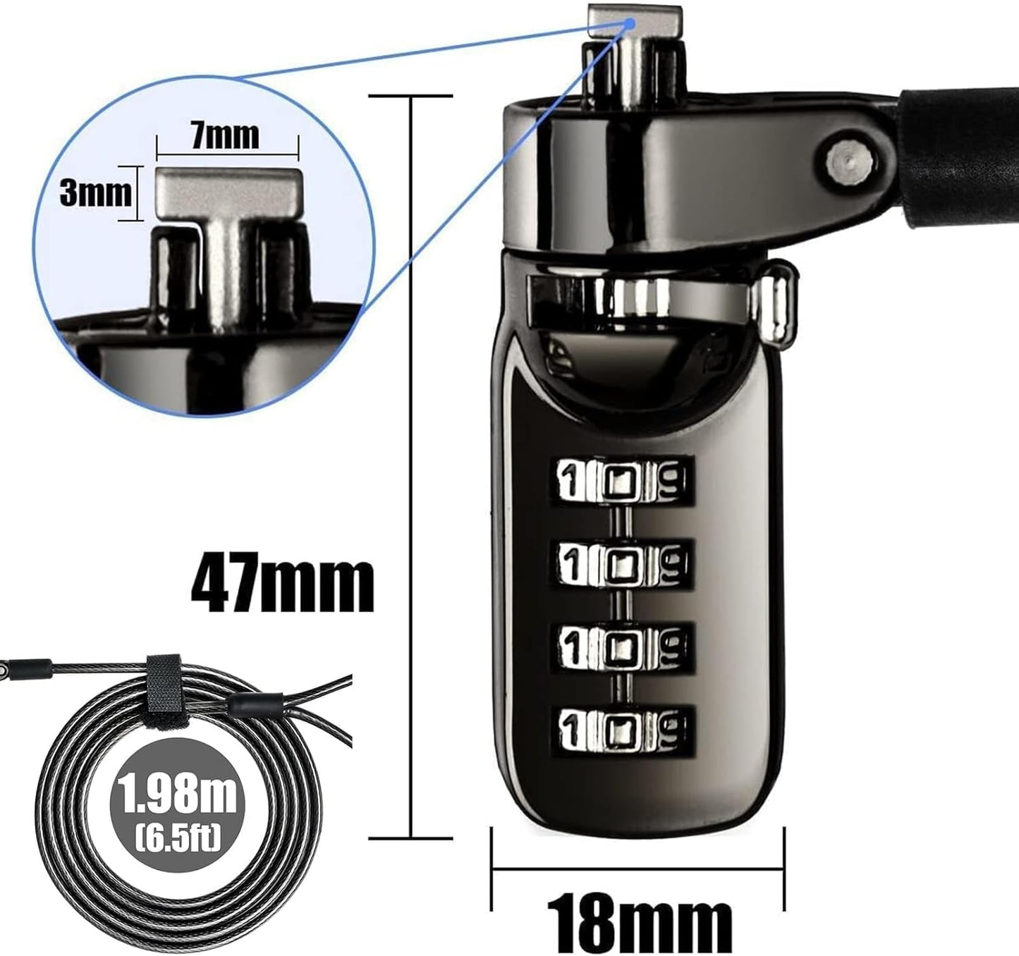 I3C Laptop Cable Lock 4 Digital Combination Lock Security Computer Cable Lock Anti Theft Combination Lock Compatible for Tablet Laptop (1 Pack)