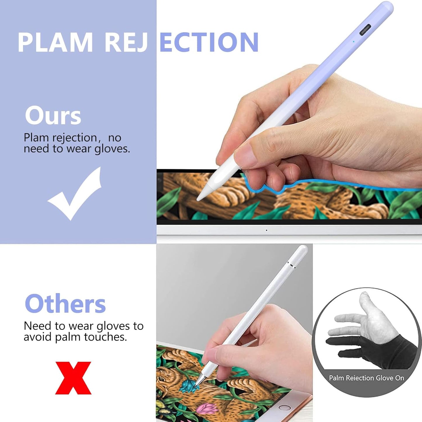 Stylus Pen for iPad 2018-2023 with Palm Rejection, Active Pencil for iPad 10th/9th/8th/7th/6th Generation, for iPad Pro 11/12.9 inch, for iPad Air 5th/4th/3th, for iPad Mini 6th/5th Gen(Sky Grey)