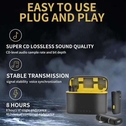 2 Pack Wireless Mini Lavalier Lapel Microphone for iPhone,Android Phone(2 in 1) - 80ft Cordless Clip on Dual Mics with Noise Reduction 8H Working Time for Video Recording Vlogging, YouTube, Interview