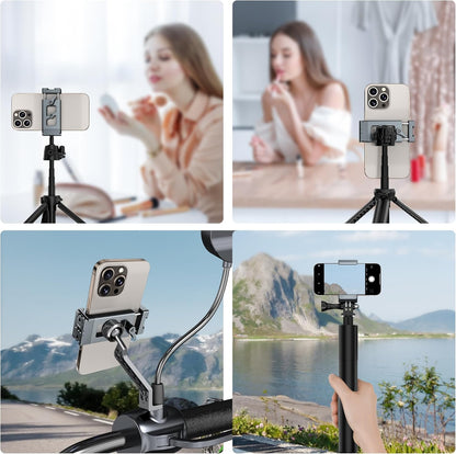 Metal Phone Tripod Mount Arca Port & Action Camera Adapter, Adjustable Smartphone Tripod Adapter Clamp Cell Phone Stand Holder Compatible with iPhone Plus PRO Max GoPro Samsung Galaxy Motorola Pixel