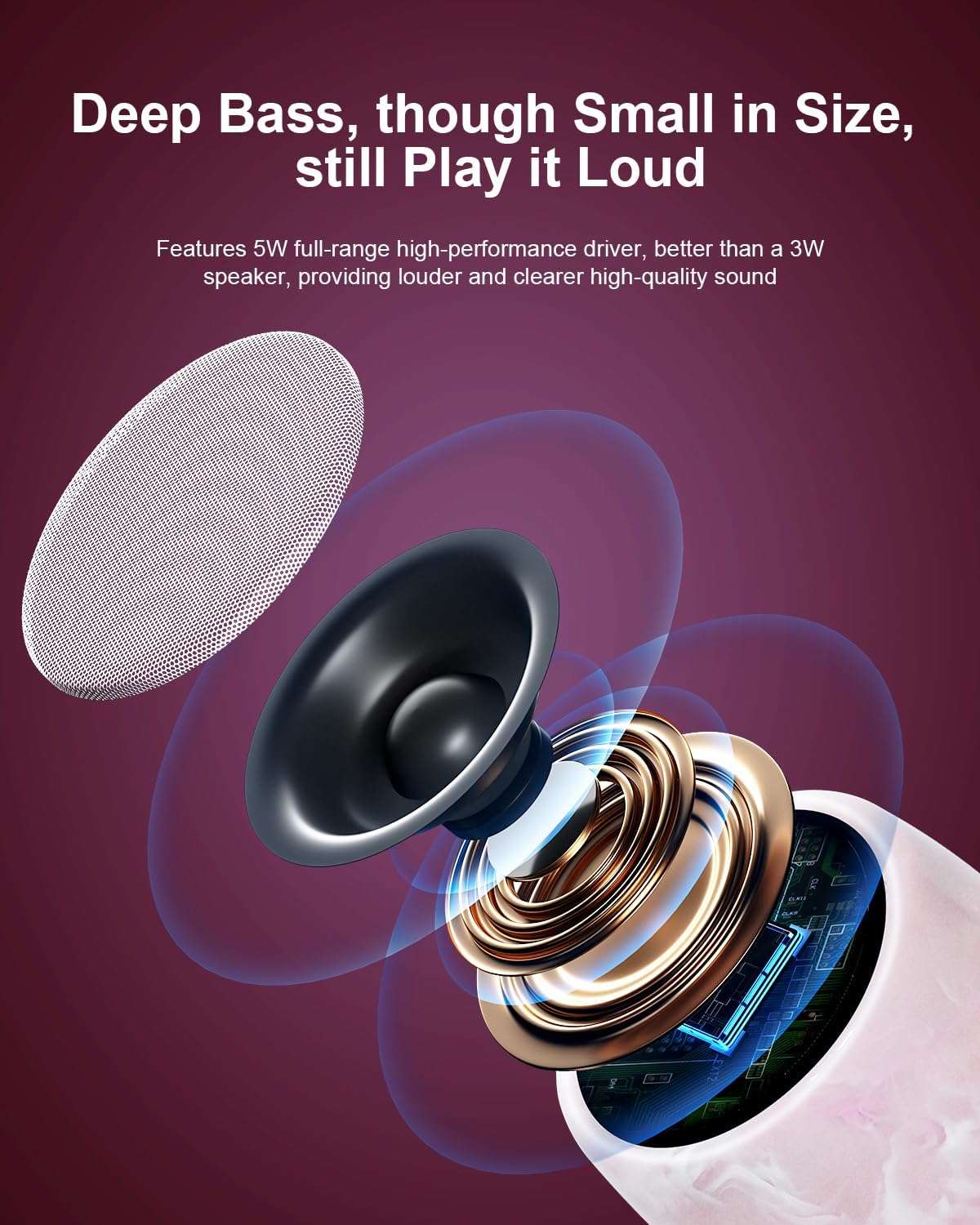 comiso Small Speaker, IPX7 Waterproof Bluetooth Speaker with Stereo Sound and Robust Bass, Mini Speakers with Hands-Free Call, Portable Speakers for Shower, Indoor & Outdoor, Gift for Men, Women