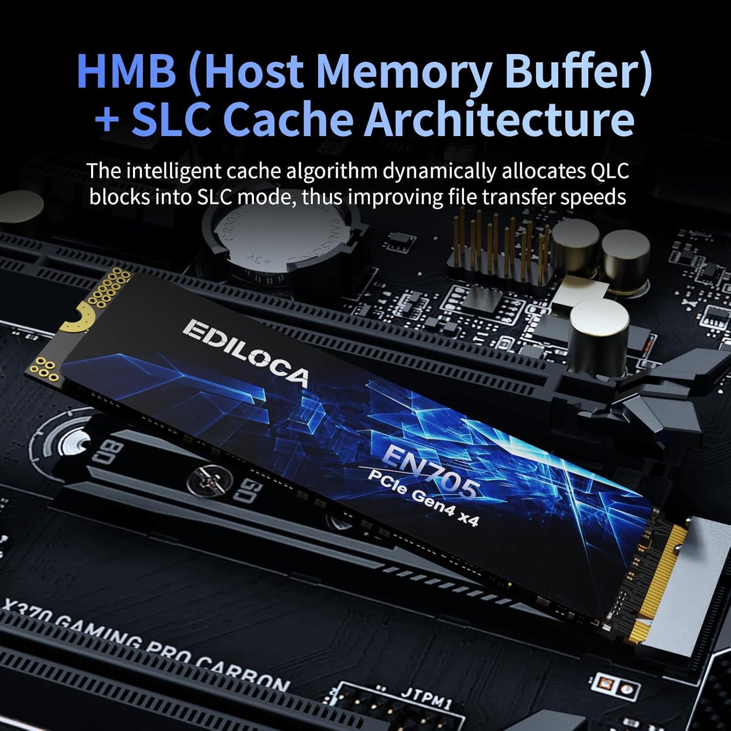 4TB SSD NVMe M.2 2280 PCIe Gen4 x4 Internal Solid State Drive - Up to 5000MB/s, 4TB SSD PS5 Dynamic SLC Cache, PS5 Compatible for Gaming PC Laptop(EN705)