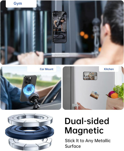 SYNCWIRE Phone Ring Holder Grip for MagSafe, 360° Rotation Magnetic Cell Phone Grip Stand Two-Sided Magnetic Compatible with iPhone 16 15 14 13 12 Pro Max fits MagSafe Accessories - Titanium Blue