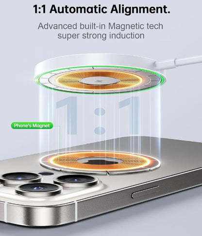 Magnetic Wireless Charger for iPhone 16/16 Pro/16 Plus/16 Pro Max,FDGAO 2 in 1 15W Fast Magnetic Charging Compatible with iPhone 15/14/13/12 Series and AirPods 4/3/Pro