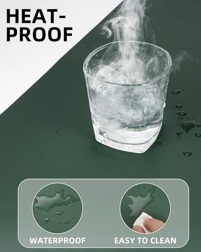 Leather Desk Pad Protector,Mouse Pad,Office Desk Mat, Non-Slip PU Leather Desk Blotter,Large Desk mat,Waterproof Keyboard mat for Office/Home/Decor (Dark Green,48" x 24")