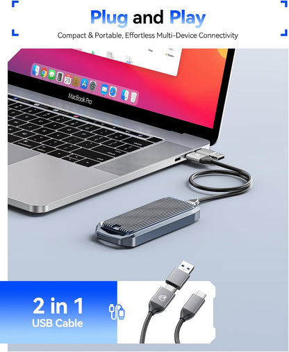 ORICO USB4 40Gbps M.2 SSD Enclosure, Supports Up to 8TB M.2 NVMe SSDs, Finned Aluminum Alloy Case, USB-C to USB-A&C 2-in-1 Cable, Plug and Play, Compatible with Thunderbolt 3/4, USB 3.2/3.1/3.0- M2V01