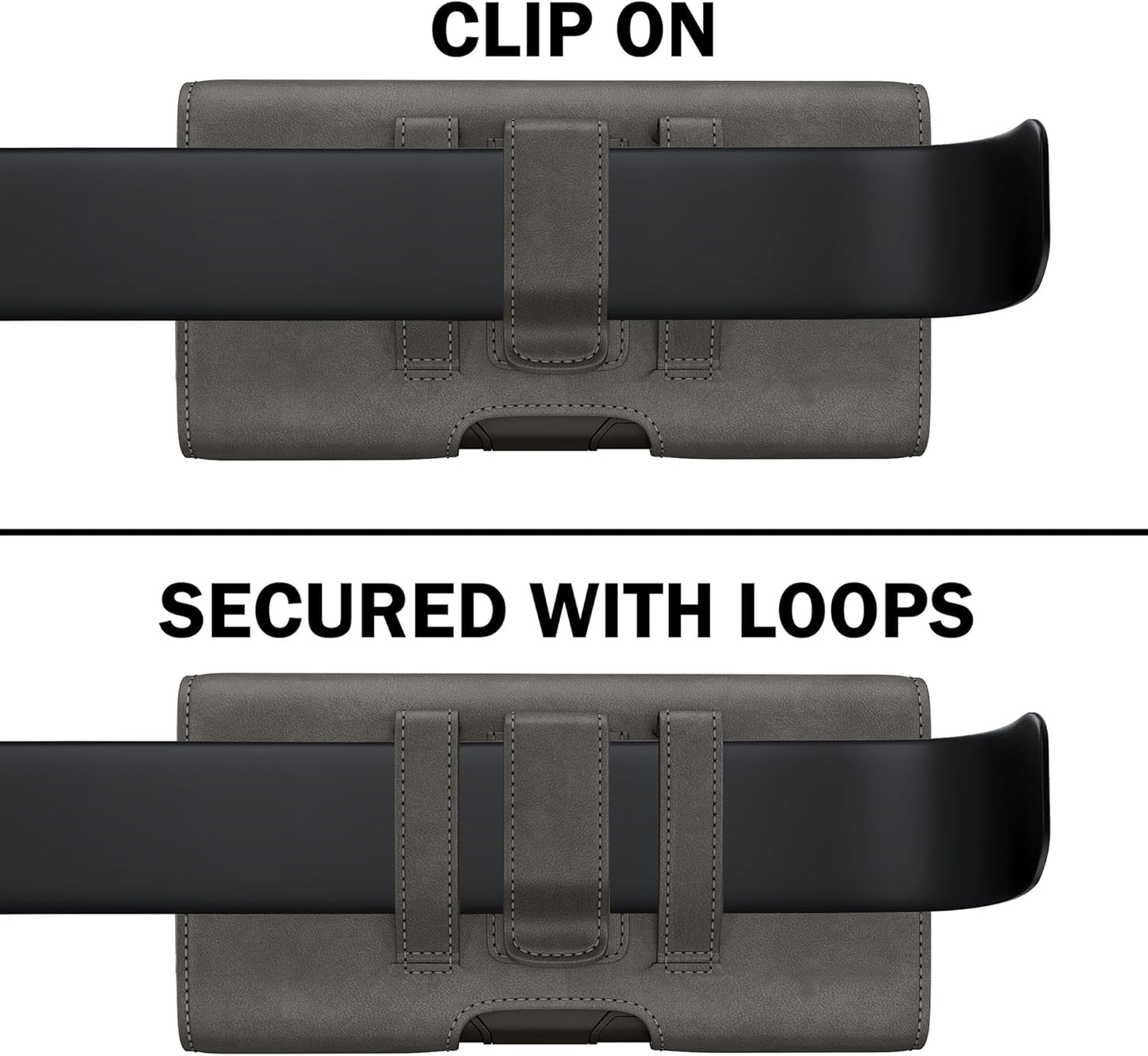 Holster for iPhone 16 16e Pro 15 14 13 12 11 10 XR XS X, Samsung Galaxy S25 S24 S23 S22 S21 S20 5G - Cell Phone Belt Holder Case with Clip - ID Card Magnetic Pouch for Men, Pewter Small