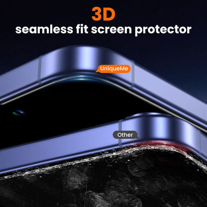 UniqueMe for iPhone 16 / iPhone 15 Screen Protector - [Military Grade Shatterproof & 9H+ Hardness] Screen Protector 15/16 Tempered Glass Full Coverage Protection, Easy Installation, 2 Packs