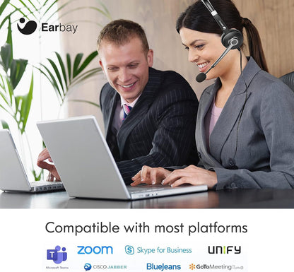 USB Computer Headset with Microphone for Laptop PC,3.5mm Wired Stereo Call Center Headset with Microphone Noise Cancelling, Corded Desktop Headphones with Mic & Mute for Office/Telework/Home/Zoom