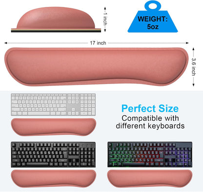 Dapesuom Enlarge Keyboard Wrist Rest, Memory Foam Keyboard Wrist Cushion for Computer Desk Mats Support, Typing Pain Relief Ergonomic Mouse Pad Rests with Non-Slip Base for Gaming, Laptop, Indian Red