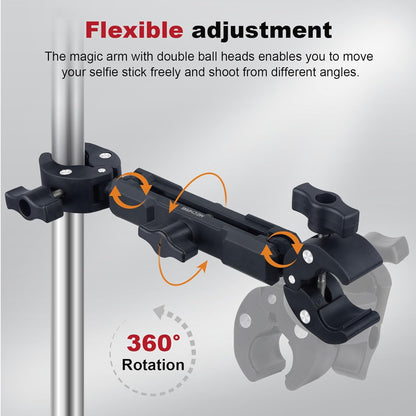 Motorcycle Ebike Mount kit for Insta360 X5, Bike & Golf Car Handlebar Clamp Mount and 59" Invisible Selfie Stick Bundle Kit, Super Clamp, Action Camera Adapter for GO2/3/3S/DJl, JC027