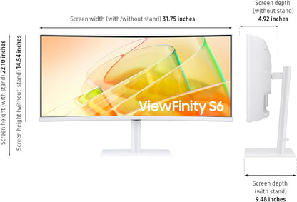 Samsung 34” ViewFinity (S65TC) Series Ultra-WQHD 1000R Curved Computer Monitor, HDR10, 100Hz, AMD FreeSync, Thunderbolt 4, Height Adjustable Stand, Built-in Speakers, Eye Care, LS34C650TANXGO, 2024
