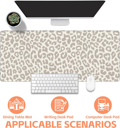 Mouse Pad Large Leopard Print Non-Slip Gaming Desk Mat with Stitched Edge Laptop Keyboard Desk Pad for Work Home Gaming (35.4 x 15.7 Inches)