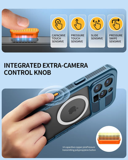 Lanhiem Magnetic for iPhone 16 Pro Case, IP68 Waterproof Dustproof Case, [Compatible with Magsafe] [Built-in Screen Protector] Full Body Heavy Duty Rugged Phone Cover 6.3 inch, Blue/Clear