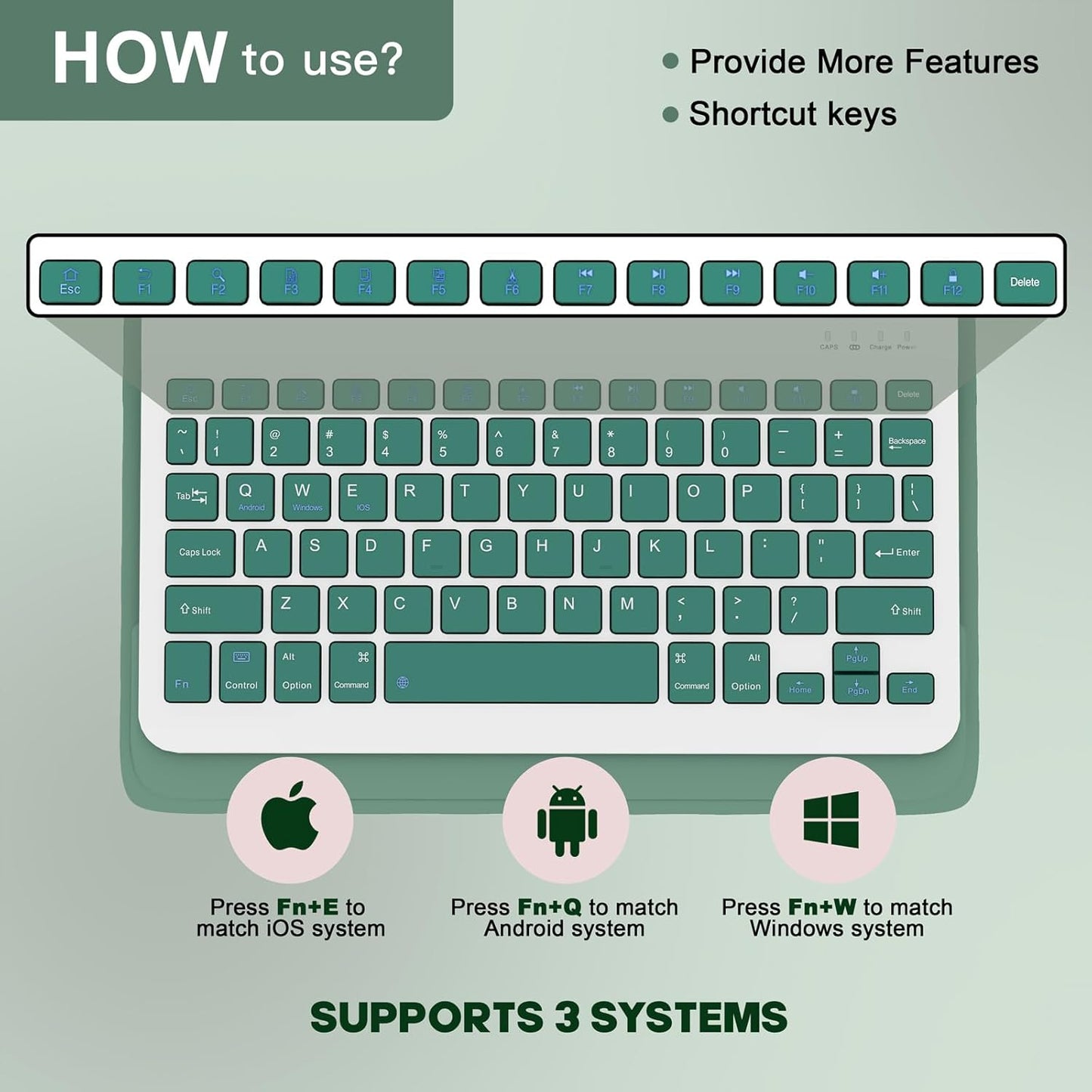 NOKBABO for iPad 11th 10th Generation Case with Keyboard, Magnetic Wireless Detachable Folio case with Pencil Holder, Keyboard for ipad 11th(A16,2025) & iPad 10th Generation(2022) - Midnight Green