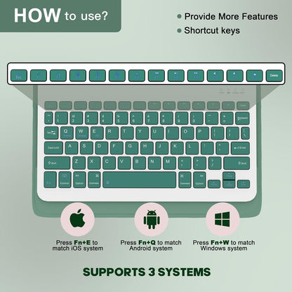 NOKBABO for iPad 11th 10th Generation Case with Keyboard, Magnetic Wireless Detachable Folio case with Pencil Holder, Keyboard for ipad 11th(A16,2025) & iPad 10th Generation(2022) - Midnight Green