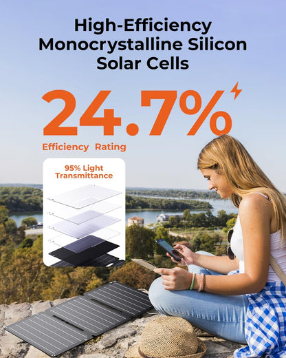 [Upgraded] BigBlue 30W Solar Panel Charger with Fast Charging USB-A and USB-C, DC Ports, SolarPowa 30 Portable Solar Panel, IP68 Waterproof, Compatible with iPhone, Samsung, iPad, Small Power Station