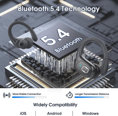 Wireless Earbuds 75hrs Bluetooth 5.4 Headphone Sport, 2025 Bluetooth Earbuds Stereo Deep Bass Over Ear Bud with Earhooks, ENC Noise Cancelling Mic, IPX7 Waterproof Earphone, Iron Gray