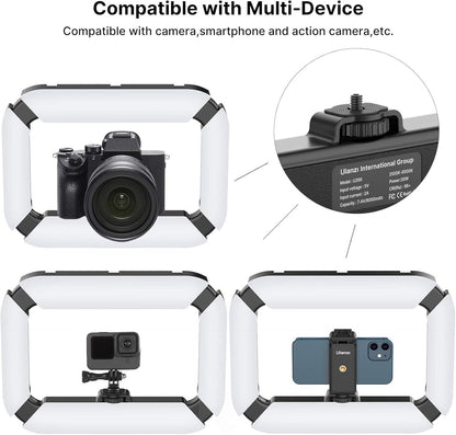 ULANZI Smartphone Video Rig with Light, Cell Phone Handheld Stabilizer with Ring Light 8500k Selfie Light for Filmaking Live Steam Tiktok YouTube Video Recording, with 8000mAh Build-in Battery