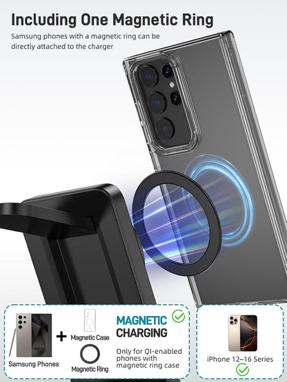 3 in 1 Magnetic Wireless Charger for Samsung, Foldable MagSafe Wireless Charging Station for Samsung Galaxy S25 Ultra/Z Fold7/Flip7/S24, Watch Charger for Galaxy Watch Ultra/8/7/Buds (for Travel)