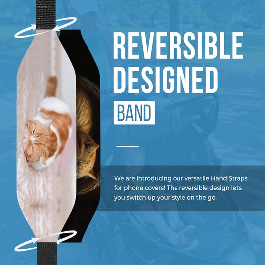 Phone Grip Strap - Reversible Finger Holder for Phone Back, Customizable Anti-Slip Design, Wireless Charging Compatible Detachable Holder for iPhone - Cat Nap