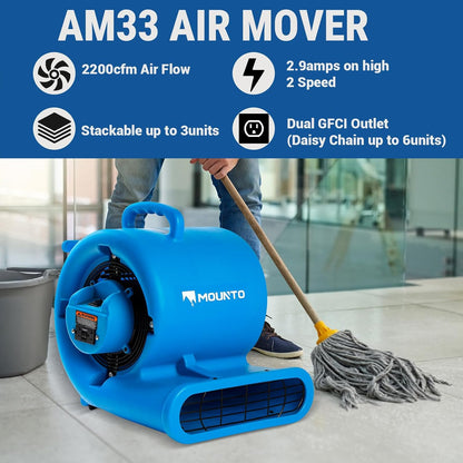 MOUNTO Water Damage Restoration Combo Package Deals (12xAir Mover, 2x Air Scrubber, 2x LGR Dehumidifiers)