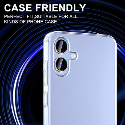 for Samsung Galaxy A06 Camera Lens Protector, Individual Metal Ring Tempered Glass Lens Cover, [Strong Adsorption] Scratch Resistant Ultra-Thin HD Clear Lens Cover, 1 Set-Colorful Sparkly