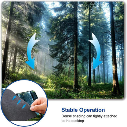Forest Mouse Pad, Natural Scenery Mouse Pad Custom Design, Square Waterproof Mouse Pad Non-Slip Rubber Base MousePads for Office Laptop, 9.5x7.9x0.12 Inch, Nature Misty Forest