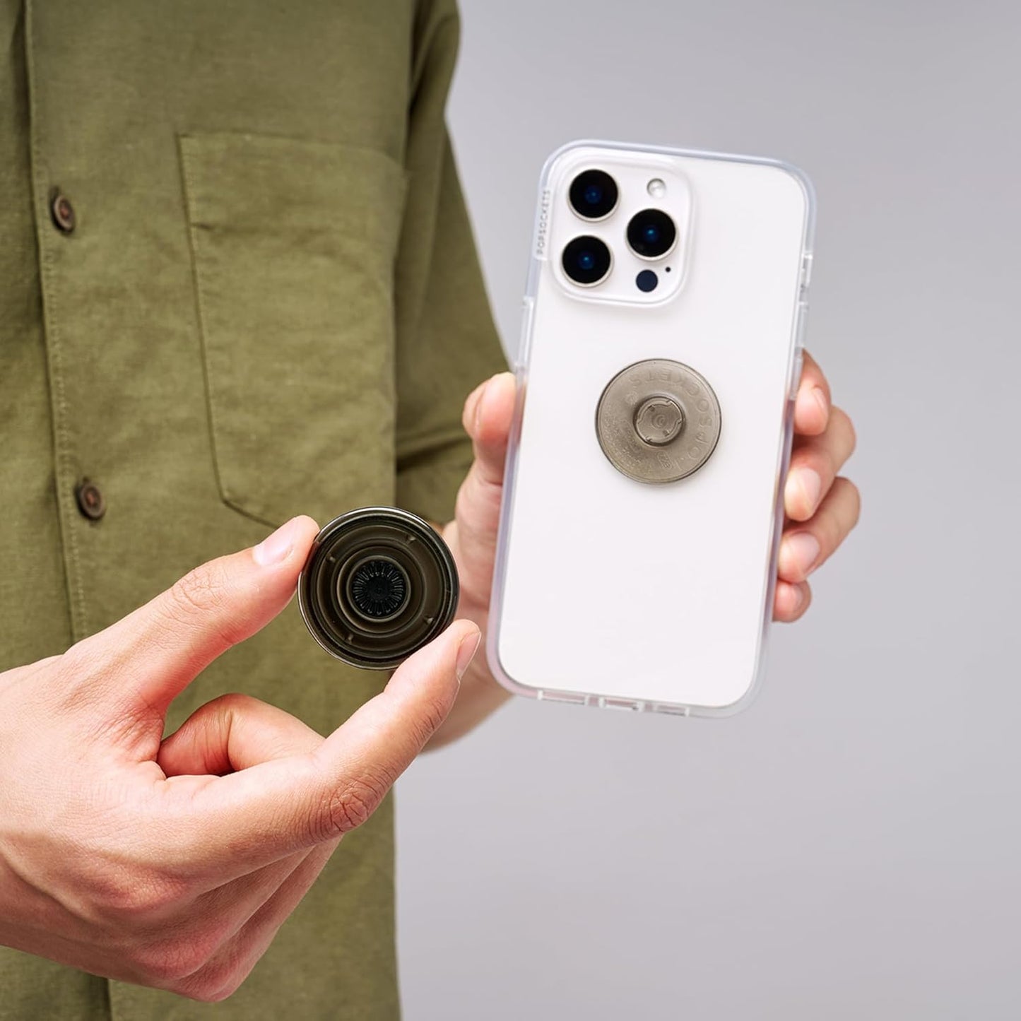 PopSockets Translucent Phone Grip with Expanding Kickstand, PopSockets for Phone, Adhesive Grip, Translucent PopGrip - Translucent Black Smoke