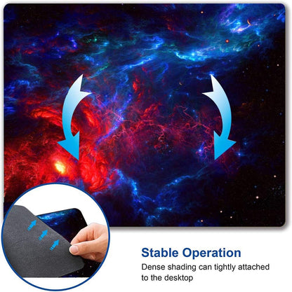 Galaxy Stars Light Black Mouse Pad, Red and Blue Nebula Mouse Mat, Non-Slip Rubber Base MousePads for Computer Office Laptop, 9.5"x7.9" Inch