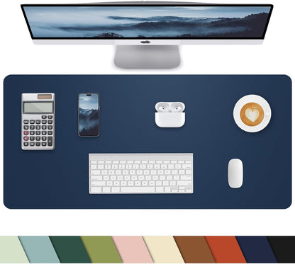 Non-Slip Desk mat,PULeather Desk Pad Protector, Office Desk Mat, Large Mouse Pad,Desk Blotter, Laptop Desk Pad, Waterproof Desk Writing Pad for Office and Home (Midnight Blue, 35.4" x 17")